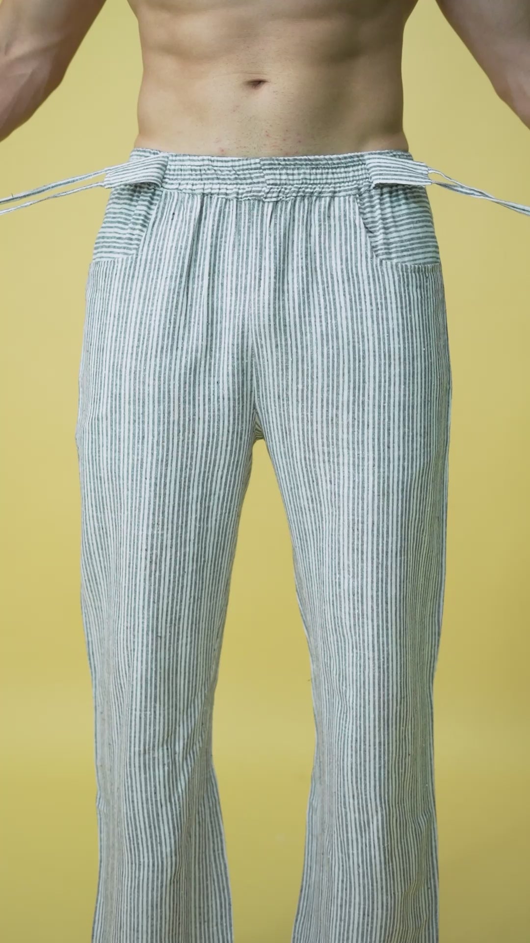 Black Stripe Yarn Dyed Straight Pajama