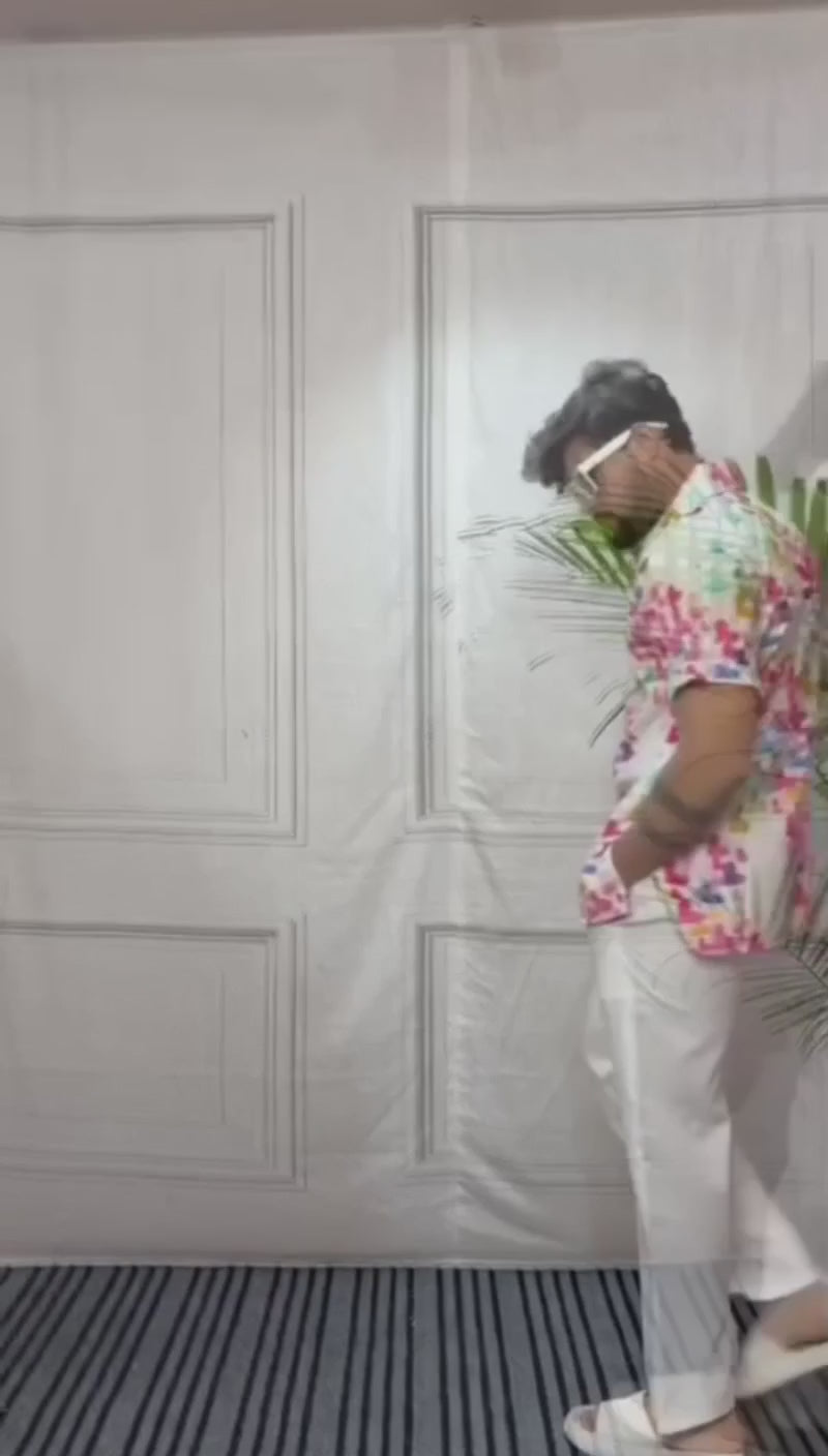 Men Heart Motif Print Straight Kurta