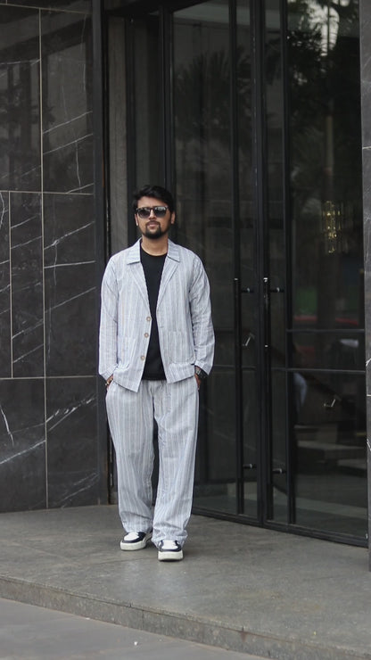 Black Stripe Cotton Blazer