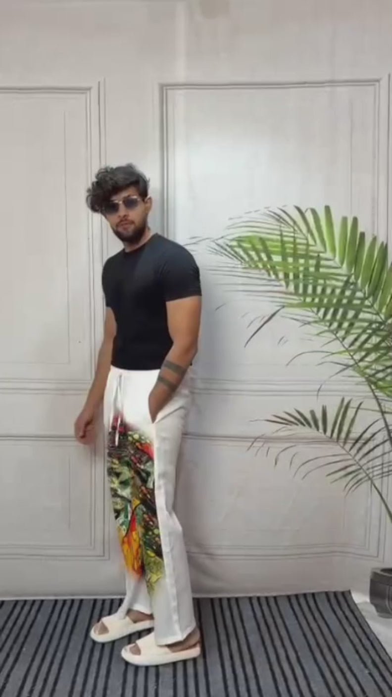 Men White Expression Face Print Pajama