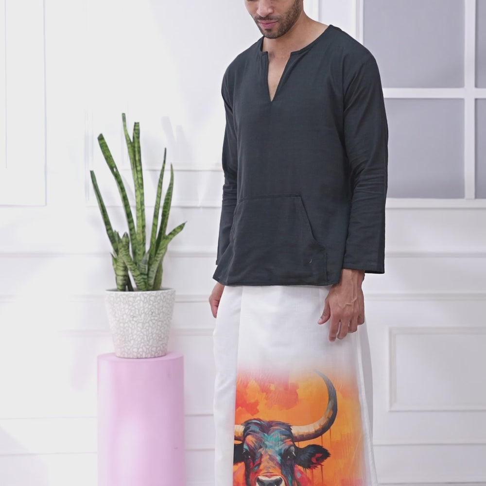 
                      
                        Load and play video in Gallery viewer, Bull Art Kurta Pajamalungi Set
                      
                    