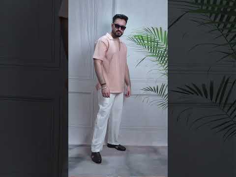 Men Pink Colour Marina Chiffon Kurta Shirt