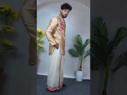 Golden Mulberry  Silk Embroidered Look DTF Sticker Print Kurta