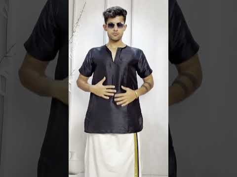 Men Black Colour Mulberry Silk Kurta.