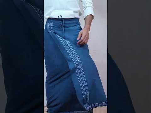 Premium Cotton Stripe Pajamalungi –  Denim Blue