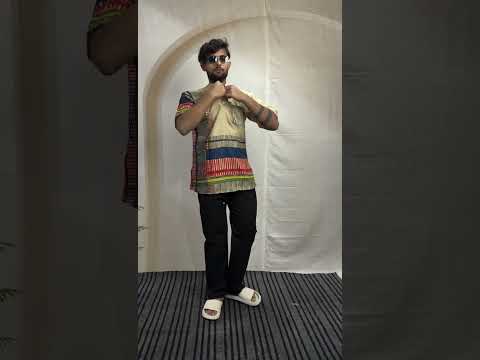 Men's Abstract Stripe Fusion Kurta