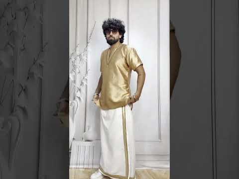 Men White Color With Copper Zari & beige Stripe Pajamalungi