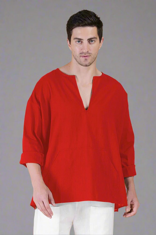 
                      
                        Red Off Shoulder Loose Cotton Kurta
                      
                    