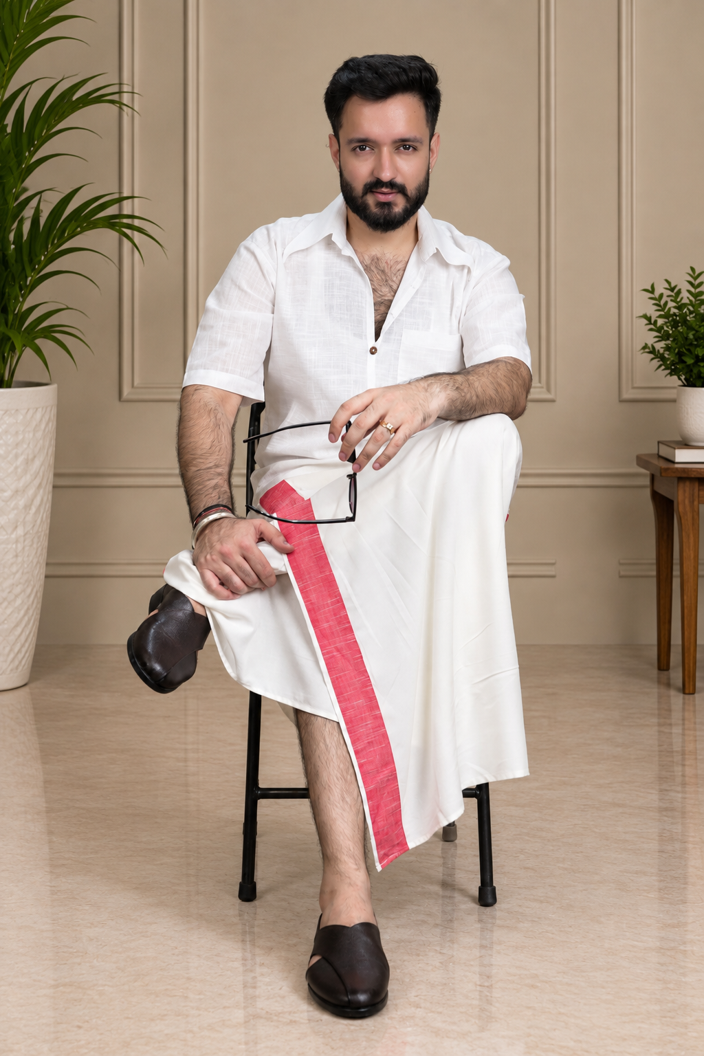 red strip white pajamalungi 2