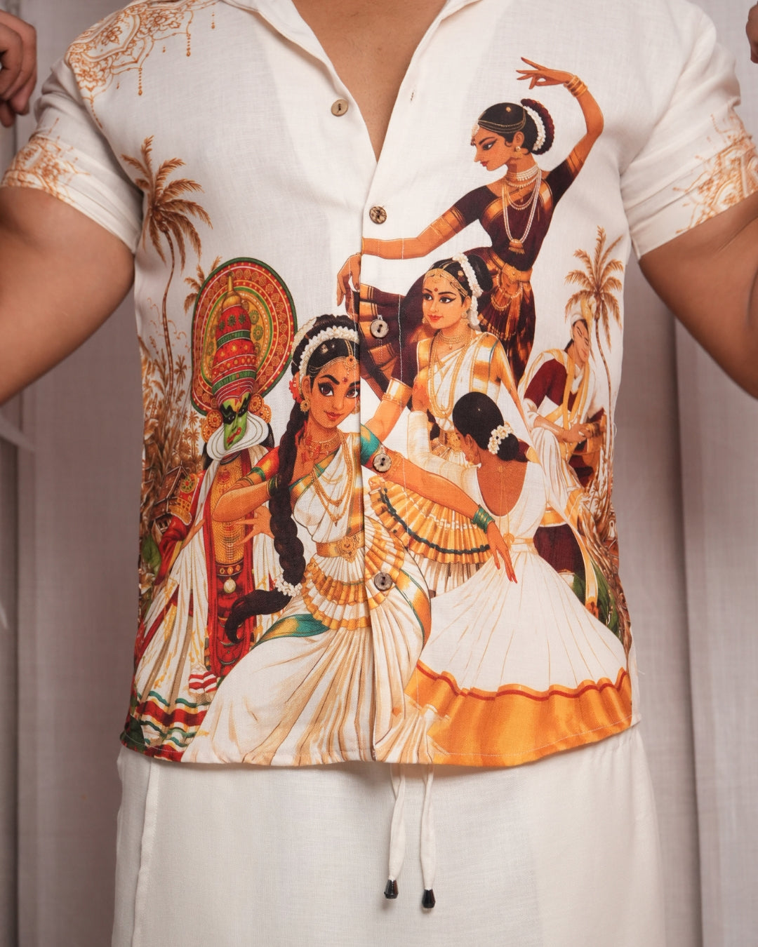 Kerala Heritage Printed men's Shirt luxury linen
