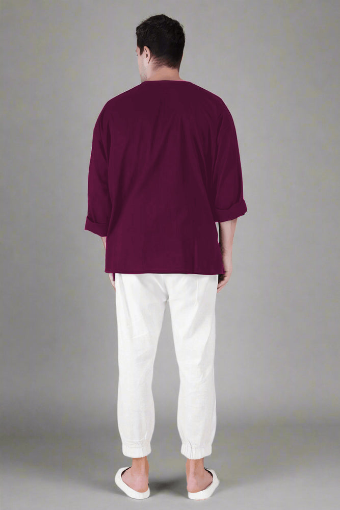 
                      
                        Wine Off Shoulder Kurta Pajama Set
                      
                    